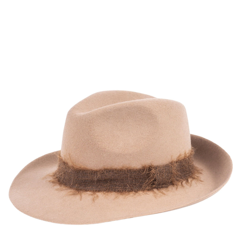 Felt Fedora Hat with Mohair Band in Sesame