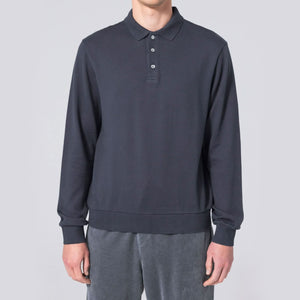 Long Sleeve Polo Shirt in Blue Graphite