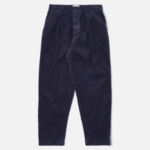 Pleated Cord Track Pants in Navy