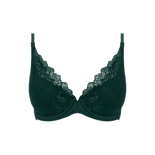 WACOAL Lace Perfection Plunge Push Up Bra in Botanical Green