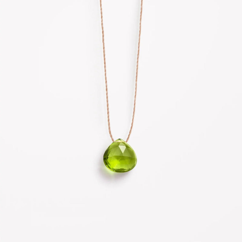 August Fine Cord Birthstone Necklace in Peridot