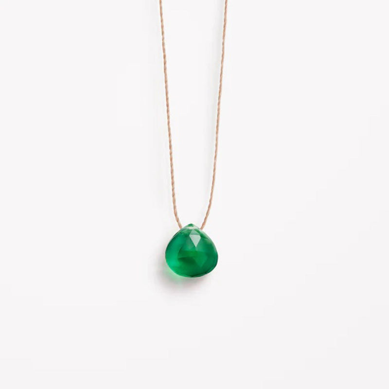 Fine Cord Necklace in Green Onyx