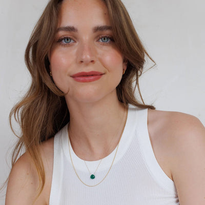 WANDERLUST LIFE Fine Cord Necklace in Green Onyx