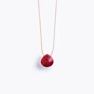 July Fine Cord Birthstone Necklace in Ruby
