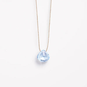 November Fine Cord Birthstone Necklace - Blue topaz