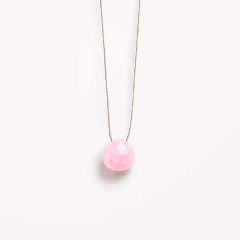 October Fine Cord Birthstone Necklace - Pink opal