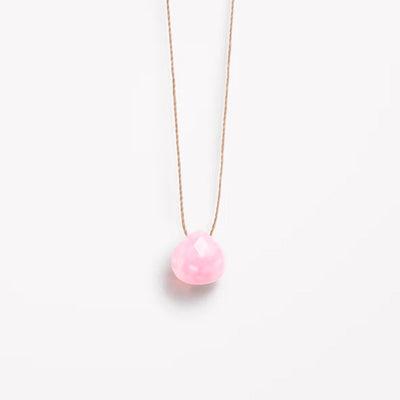 WANDERLUST LIFE October Fine Cord Birthstone Necklace - Pink opal