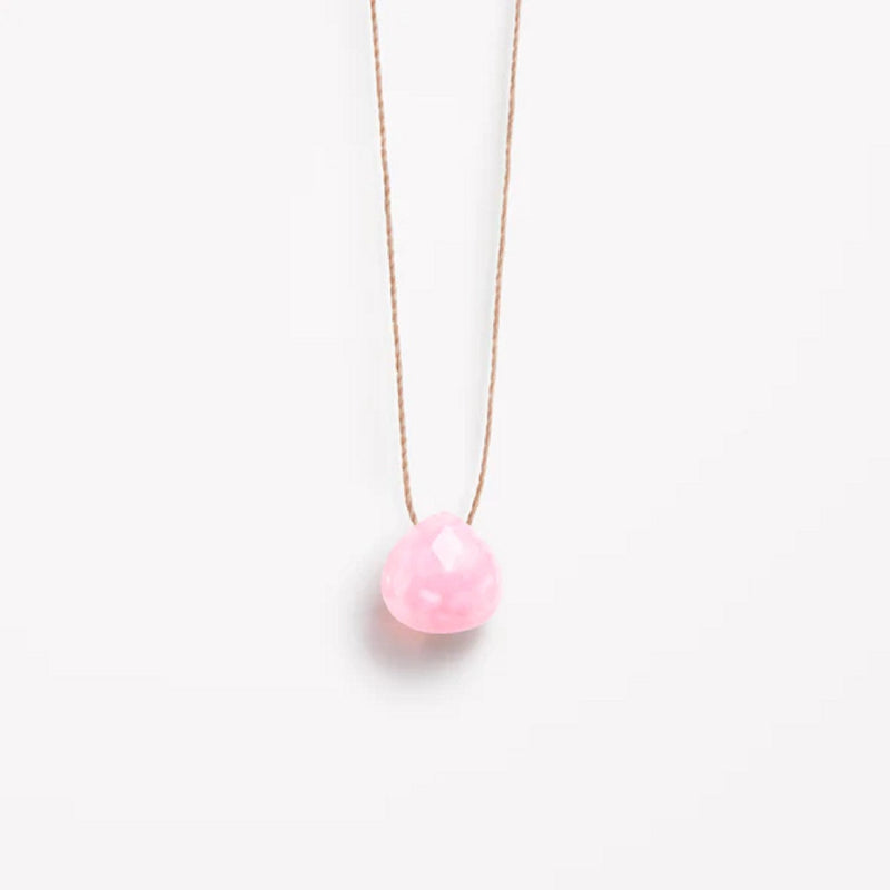 WANDERLUST LIFE October Fine Cord Birthstone Necklace - Pink opal