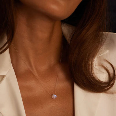 WANDERLUST LIFE Fine Cord Necklace in Rainbow Moonstone