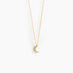 Petite Luna Crescent Fine Chain Necklace - Gold
