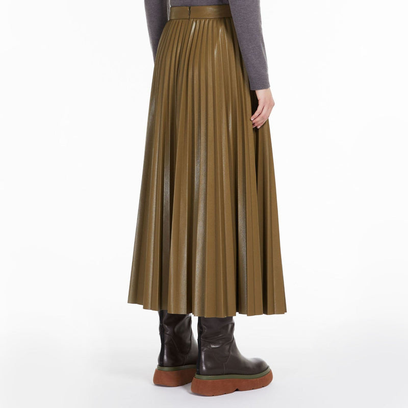 Newport Pleated Skirt in Khaki