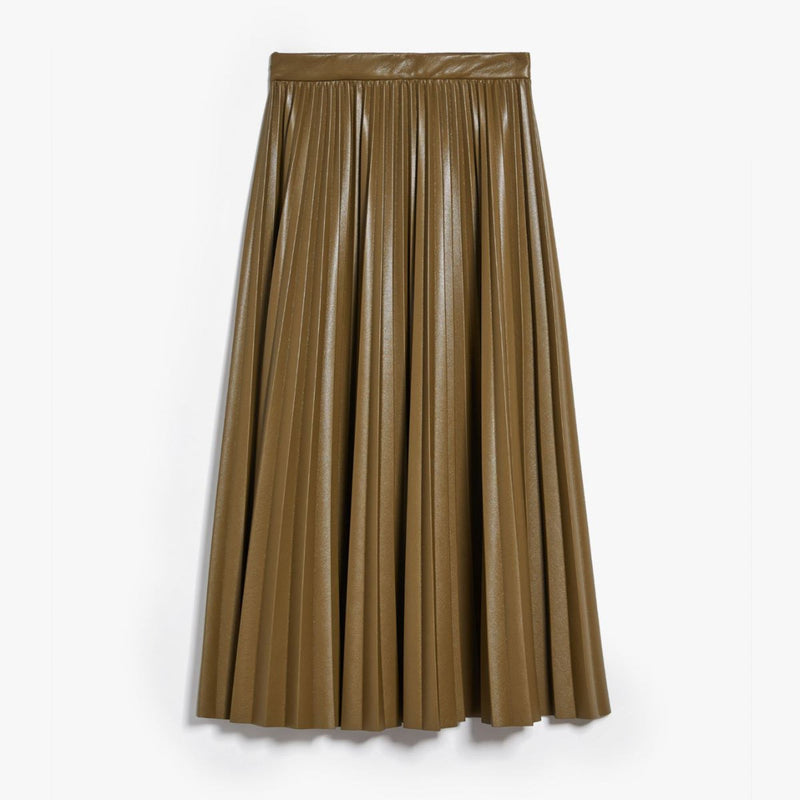 Newport Pleated Skirt in Khaki